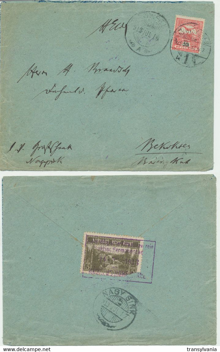 Hungary Romania 1910 Hohe Rinne Paltinis Hotel Post 5h Stamp Used On Cover In 1913, With Rare Cancellation - Local Post Stamps