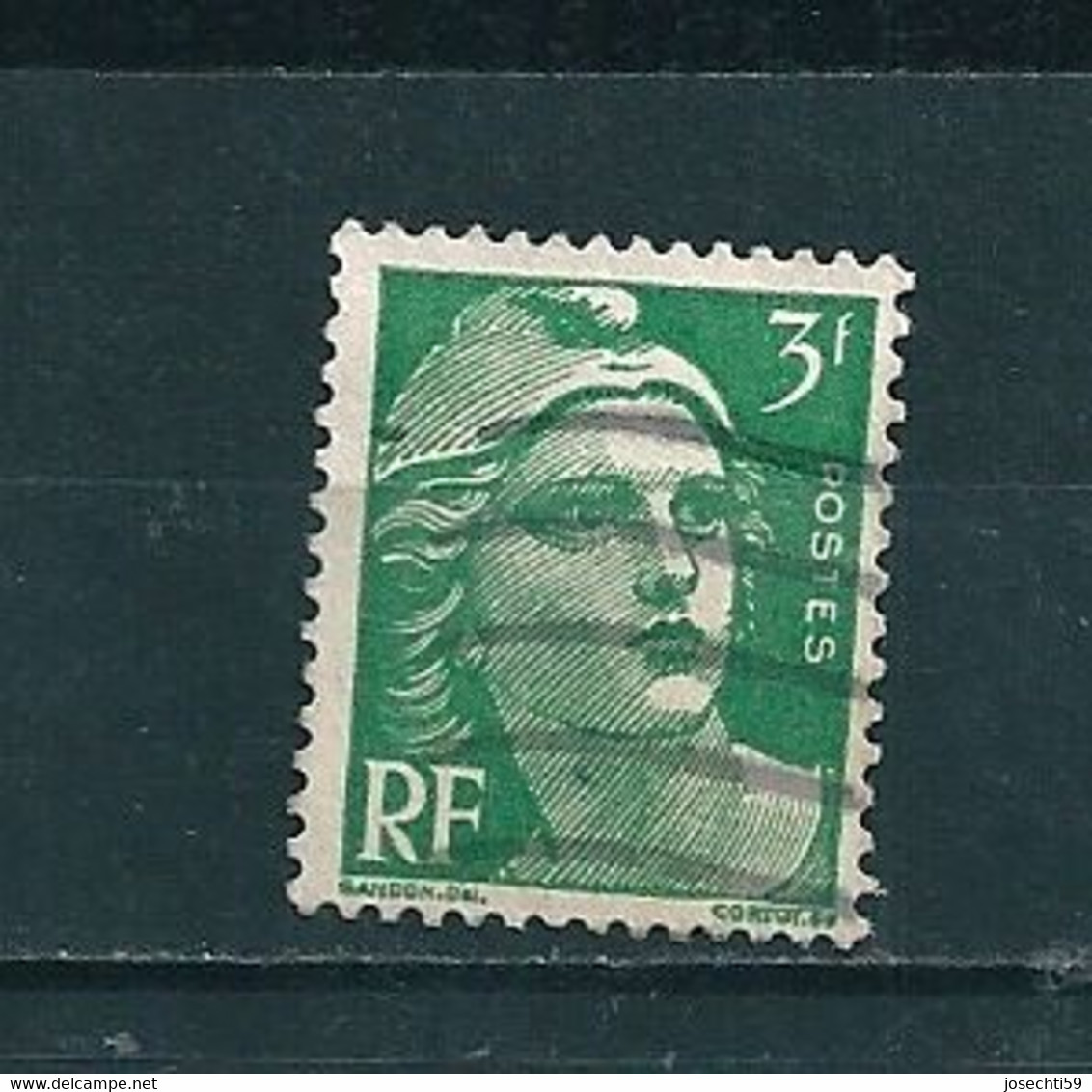 N° 716A Marianne De Gandon 3F Vert  Timbre  France OBLITÉRÉ 1945/1947 - Usati