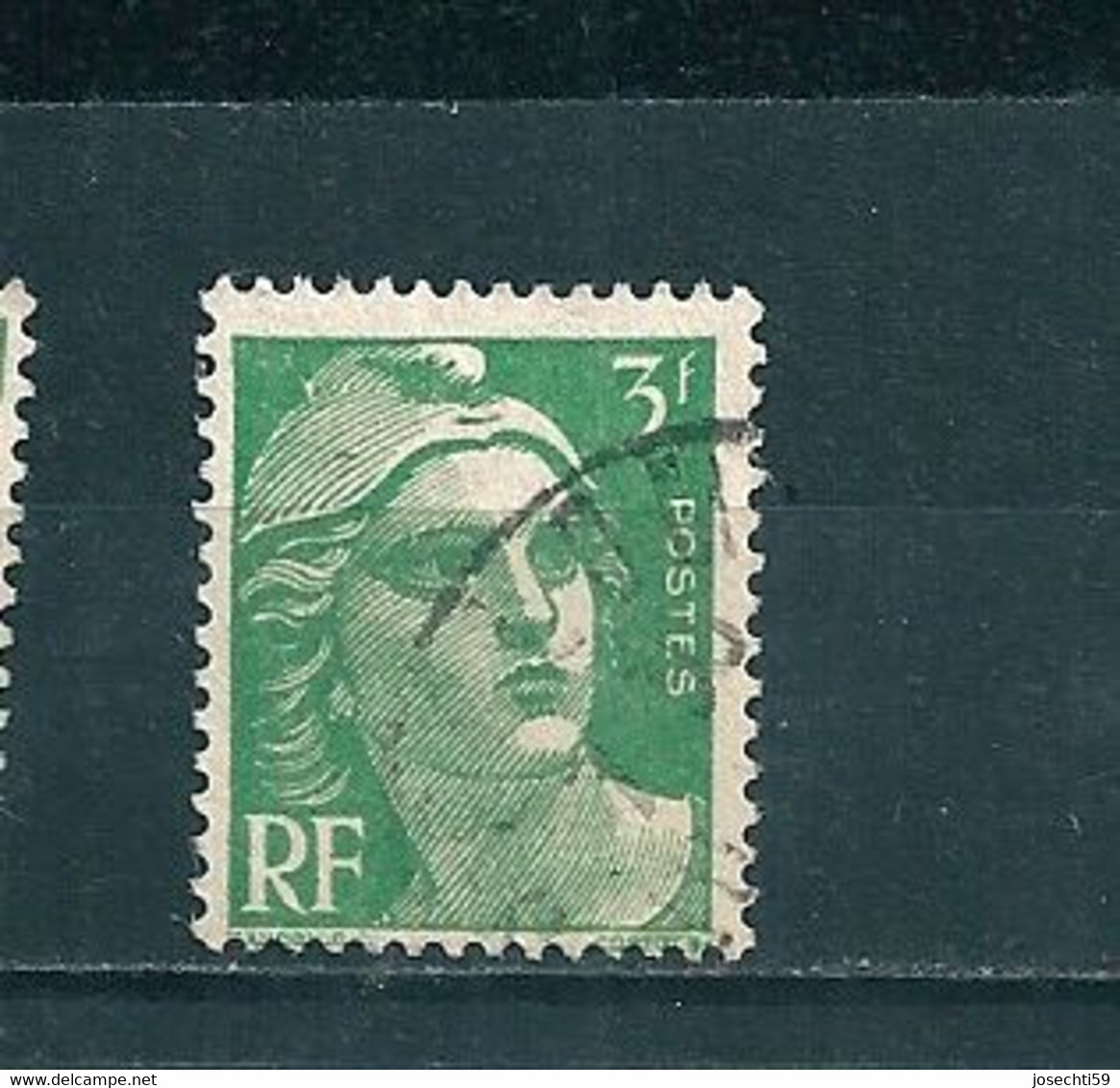 N° 716A Marianne De Gandon 3F Vert  Timbre  France OBLITÉRÉ 1945/1947 - Gebraucht