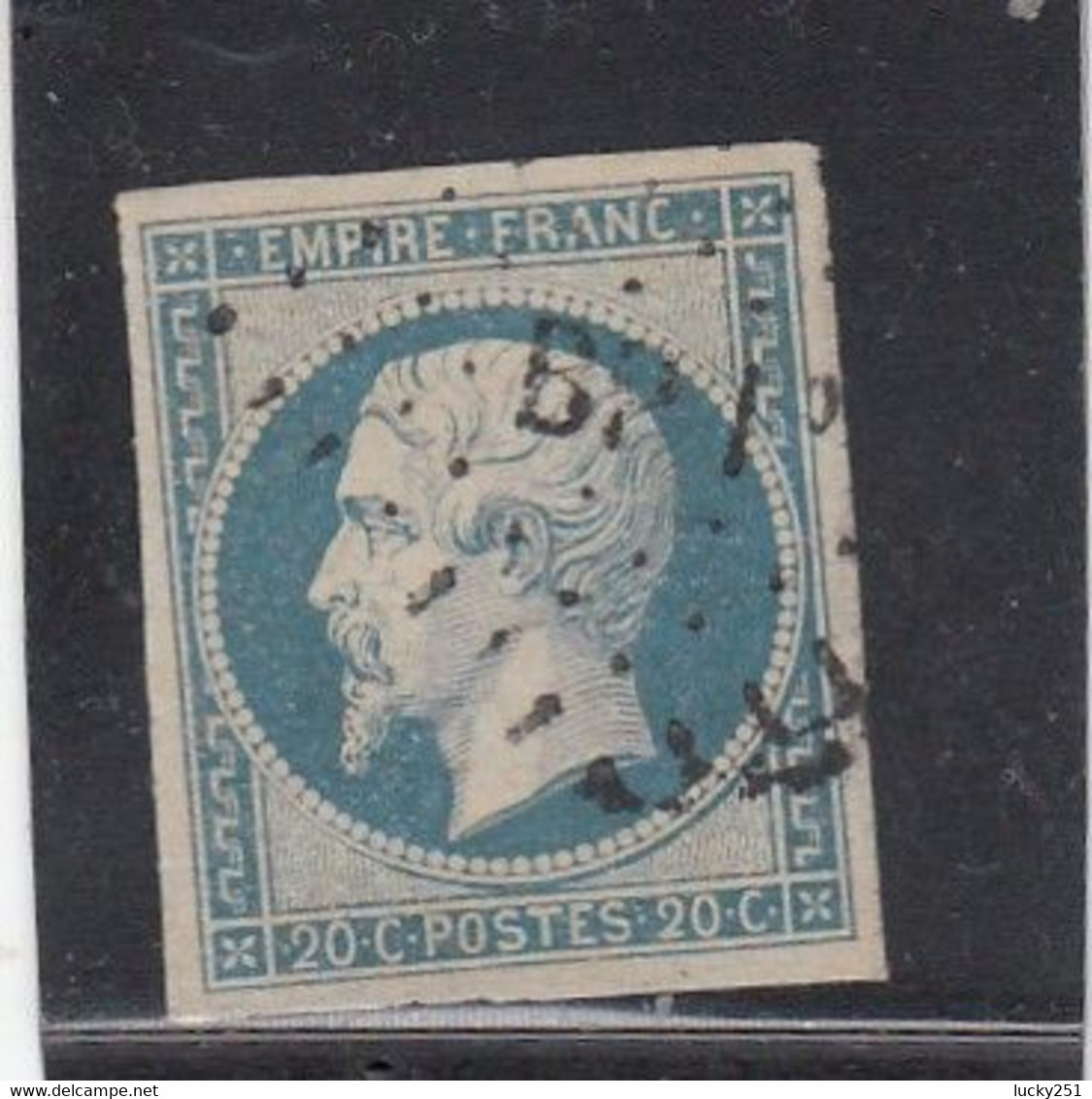 France -  Année 1853/62 - N°YT 14Am - Type Empire - Oblitéré Ambulant - Nuance Bleu Laiteux S.vert - 1853-1860 Napoléon III.
