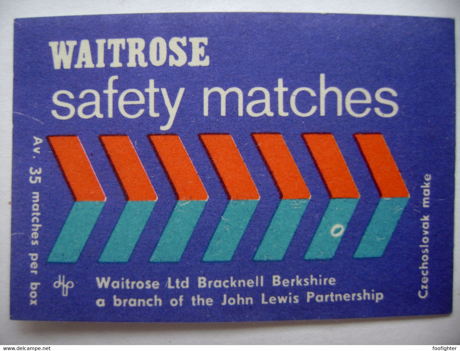 WAITROSE Ltd Bracknell Berkshire John Lewis Partneship - 35 Matches - Matchbox Label (5x3,4 Cm) Czechoslovakia Export UK - Zündholzschachteletiketten