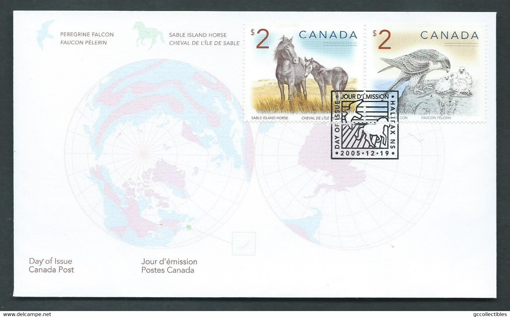 Canada # 1692a Combo FDC - Wildlife - Perigrine Falcon & Sable Island Horse - 2001-2010