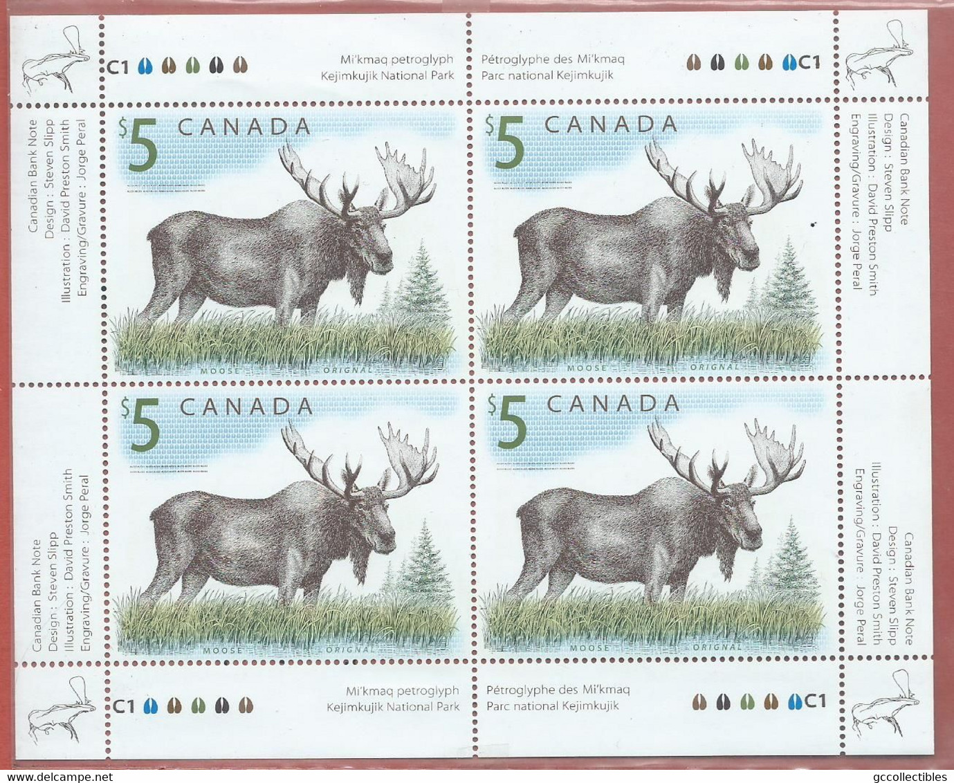 Canada # 1693 Full Pane Of 4 MNH - Wildlife Defiitives - Moose - Feuilles Complètes Et Multiples