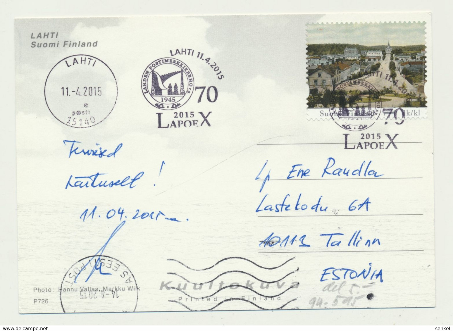 94-595 Finland Lahti Philatelic Exhibition 2015 Stadium Sent To Estonia - Storia Postale