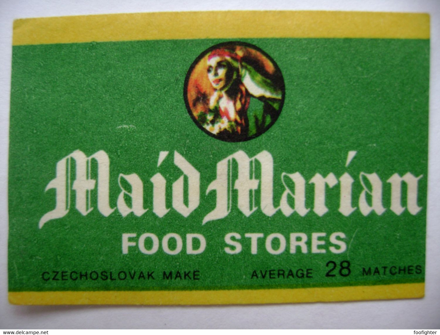 MAID MARIAN Food Stores - 28 Matches - Matchbox Label (5 X 3,4 Cm) Czechoslovakia Export UK - Zündholzschachteletiketten