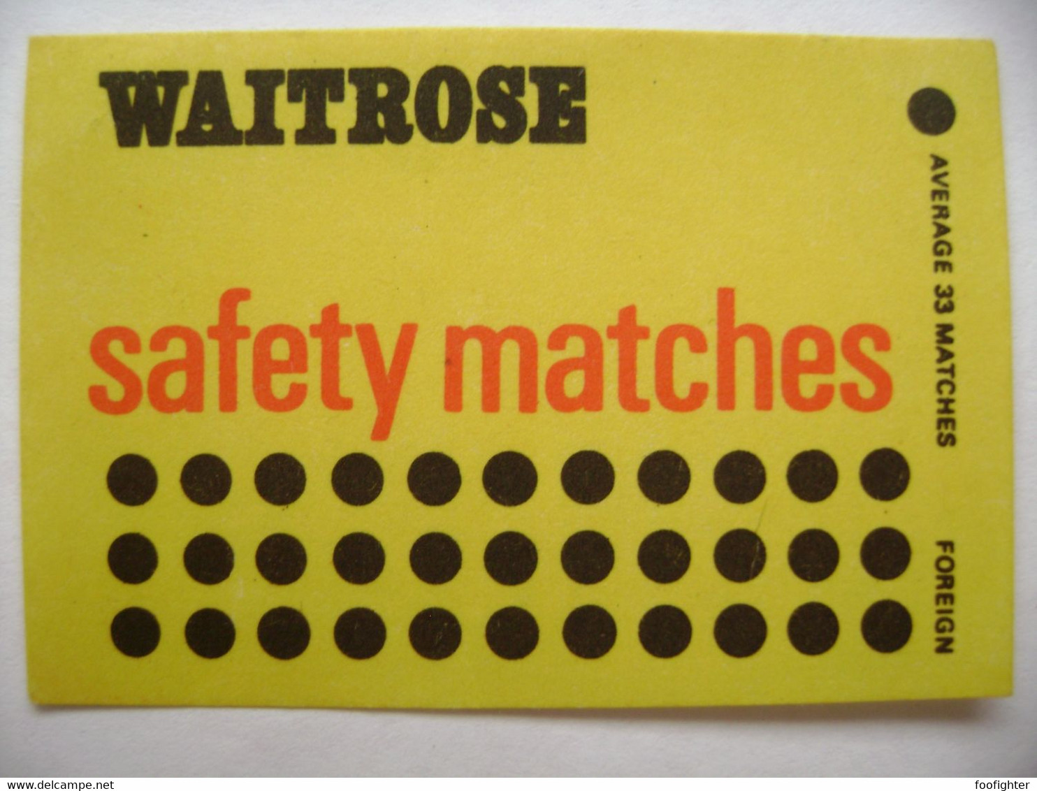 WAITROSE Safety Matches - 33 Matches - Matchbox Label (5 X 3,4 Cm) Czechoslovakia Export UK - Zündholzschachteletiketten