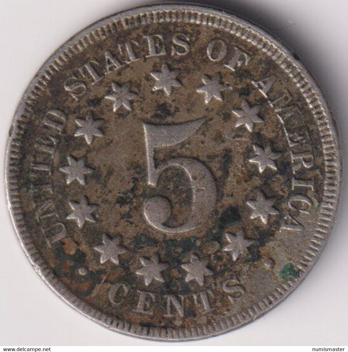 1868 , SHIELD NICKEL - 1866-83: Shield