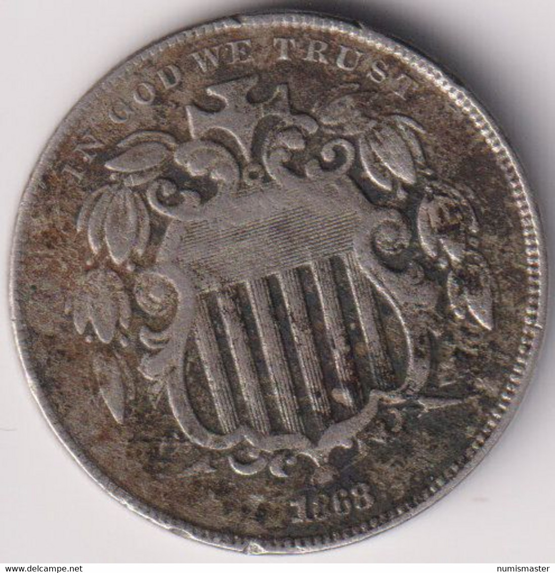 1868 , SHIELD NICKEL - 1866-83: Shield