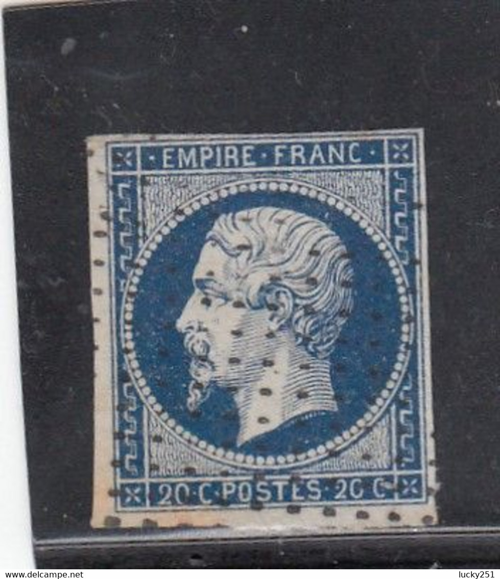 France -  Année 1853/62 - N°YT 14A - Type Empire - Oblitéré Pointillés Fins - 1853-1860 Napoléon III