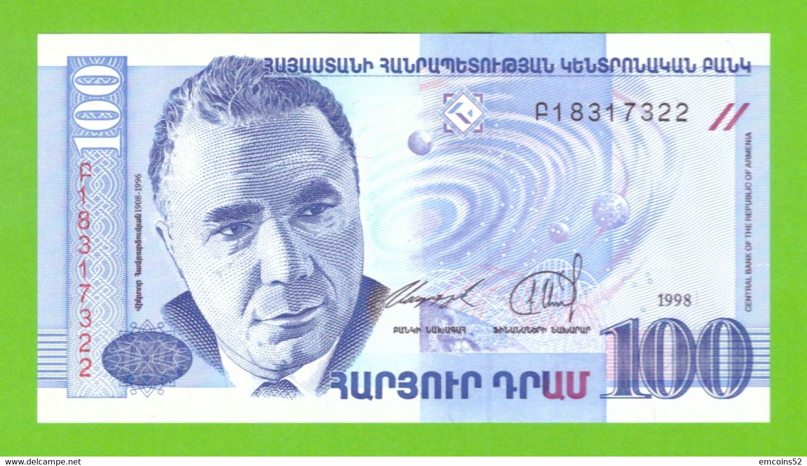 ARMENIA 100 DRAM 1998 P-42  UNC - Arménie