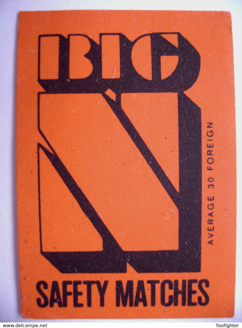 BIG N Safety Matches - 30 Matches - Matchbox Label (5 X 3,4 Cm) Czechoslovakia Export UK - Zündholzschachteletiketten