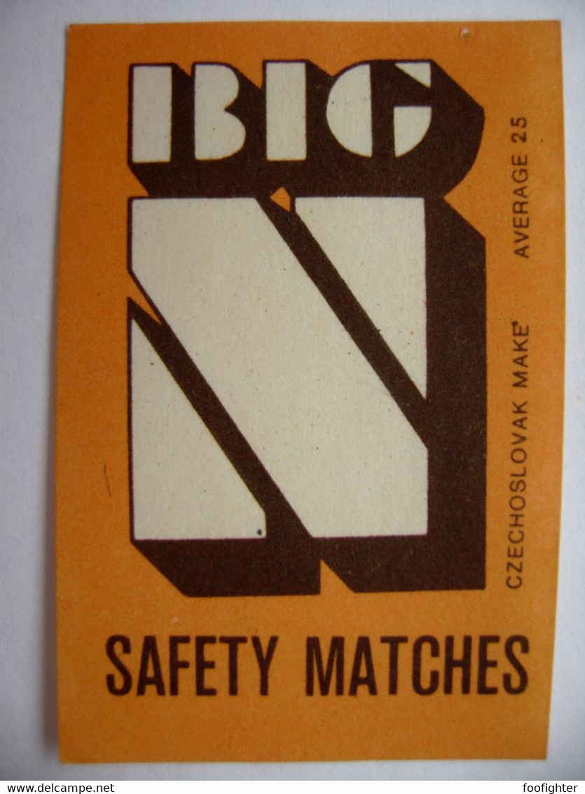 BIG N Safety Matches - 25 Matches - Matchbox Label (5 X 3,4 Cm) Czechoslovakia Export UK - Zündholzschachteletiketten