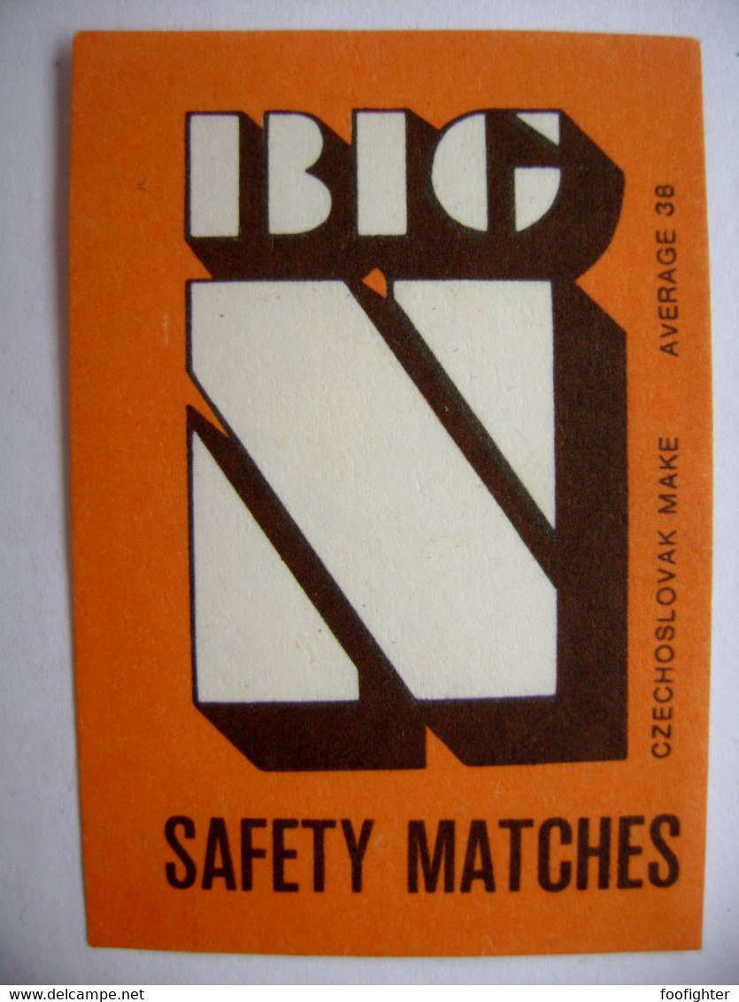 BIG N Safety Matches - 38 Matches - Matchbox Label (5 X 3,4 Cm) Czechoslovakia Export UK - Zündholzschachteletiketten