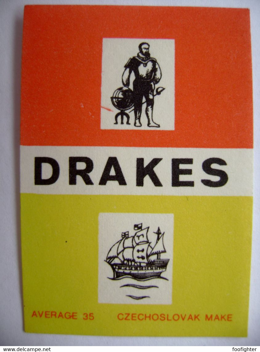 DRAKES - 35 Matches - Matchbox Label (5 X 3,4 Cm) Czechoslovakia Export UK - Zündholzschachteletiketten