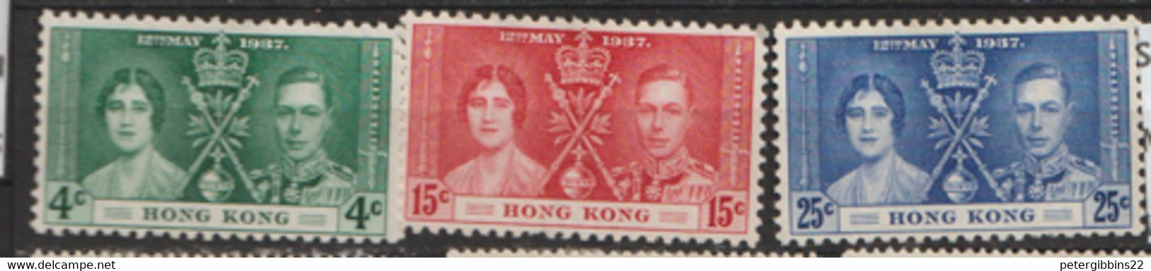 Hong Kong  1937  SG  137-9  Coronation Mounted Mint - Neufs