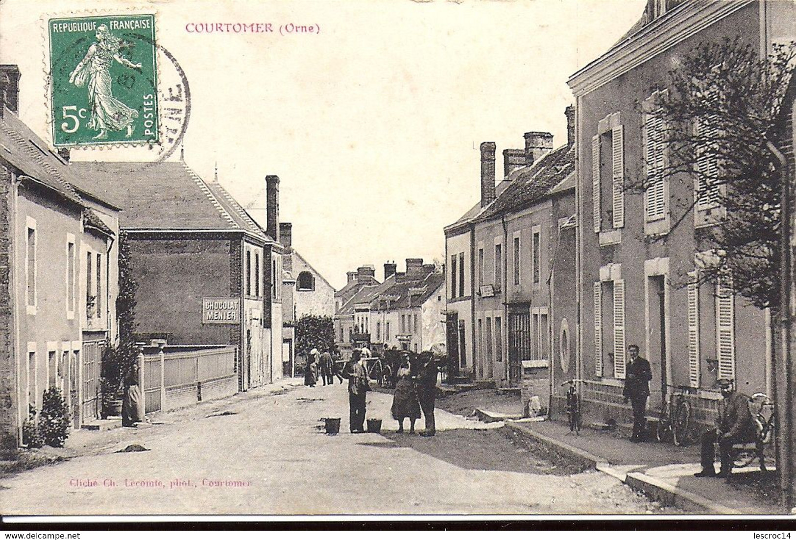 Rare COURTEMER Rue Animée (non Identifiée) - Cliché Ch Lecomte Photogarphe Courtomer 1918 - Courtomer