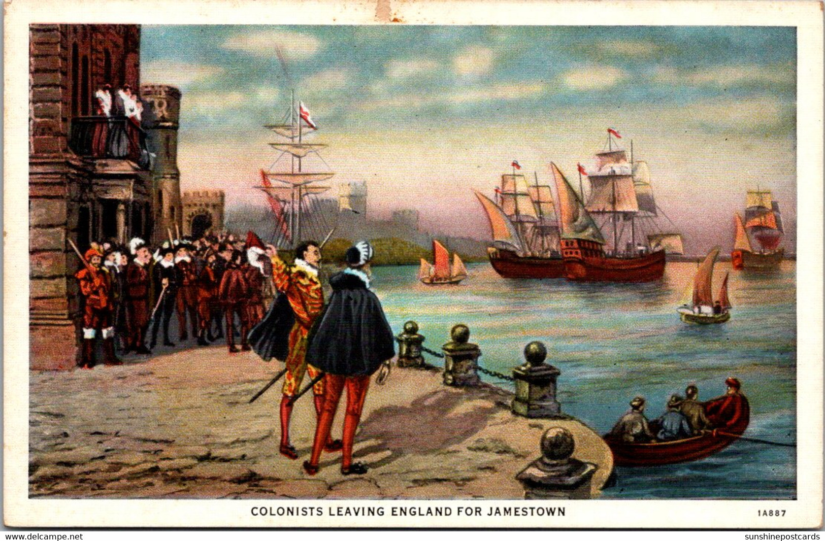 History Colonists Leaving England For Jamestown 19 December 1606 Curteich - Histoire