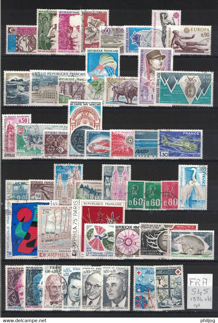 France - Année Complète Oblitérée 1974 - Oblitéré - Complete Used Year 1974 - 1970-1979