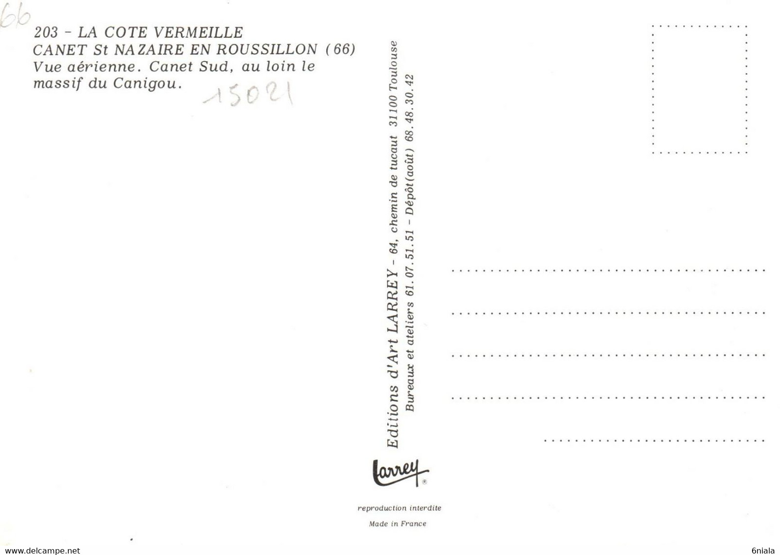 15021 CANET SAINT NAZAIRE EN ROUSSILLON Vue Aérienne Canet Sud Au Loin Le Massif Du Canigou    (Recto-verso) 66 - Canet En Roussillon