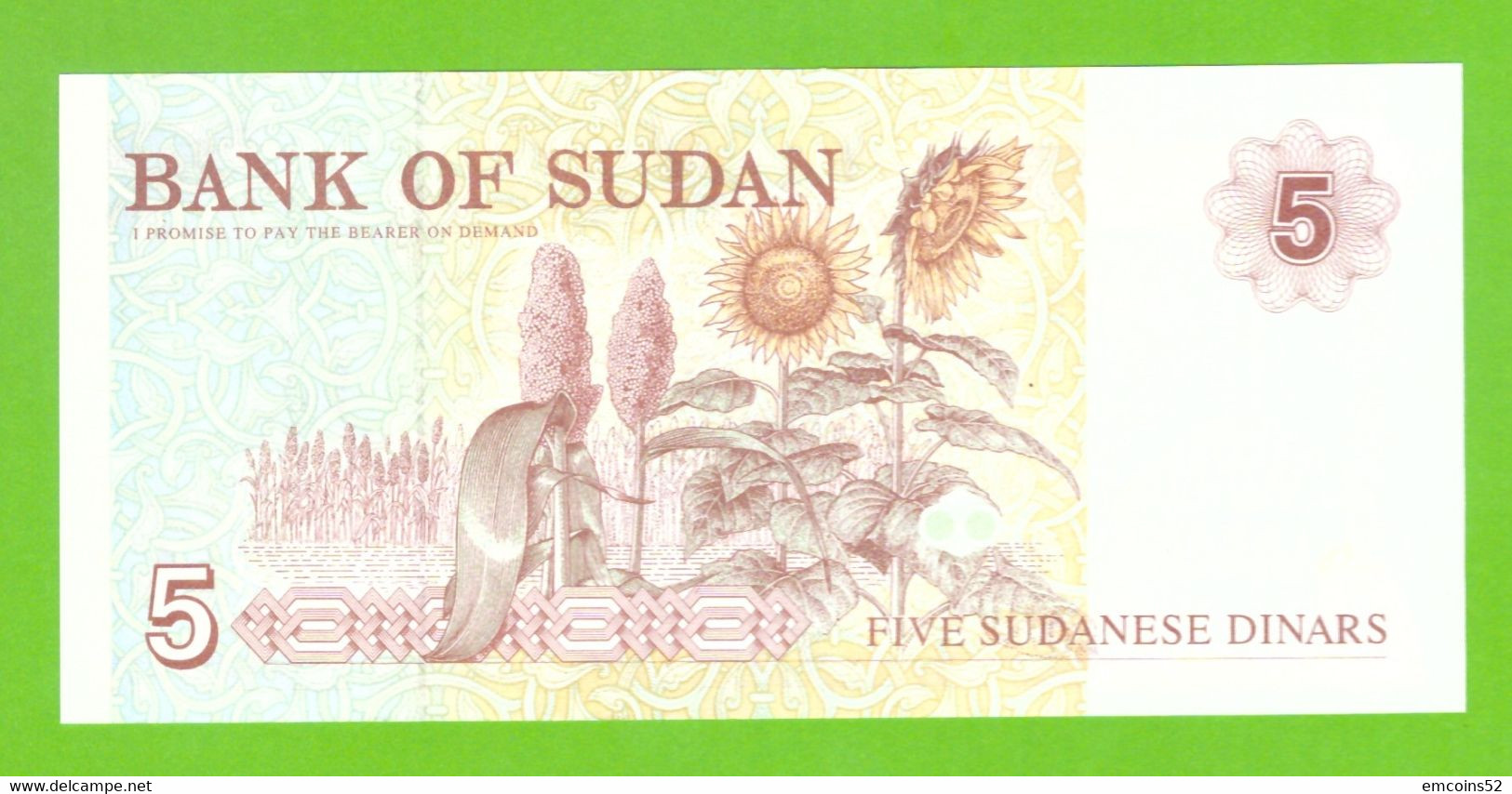SUDAN 5 DINARS 1993 P-51 UNC - Soudan