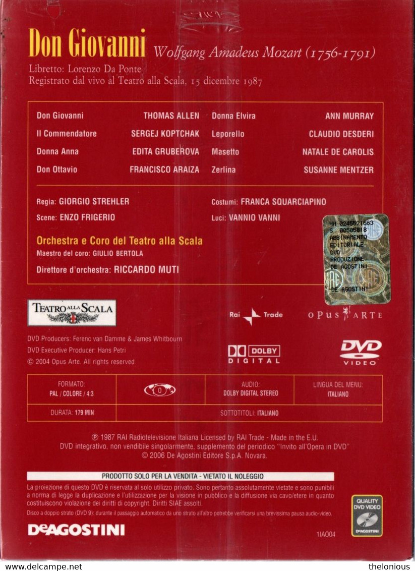 * Invito All'Opera In DVD N 4: W. A. Mozart - Don Giovanni - Nuovo Sigillato - Concert En Muziek