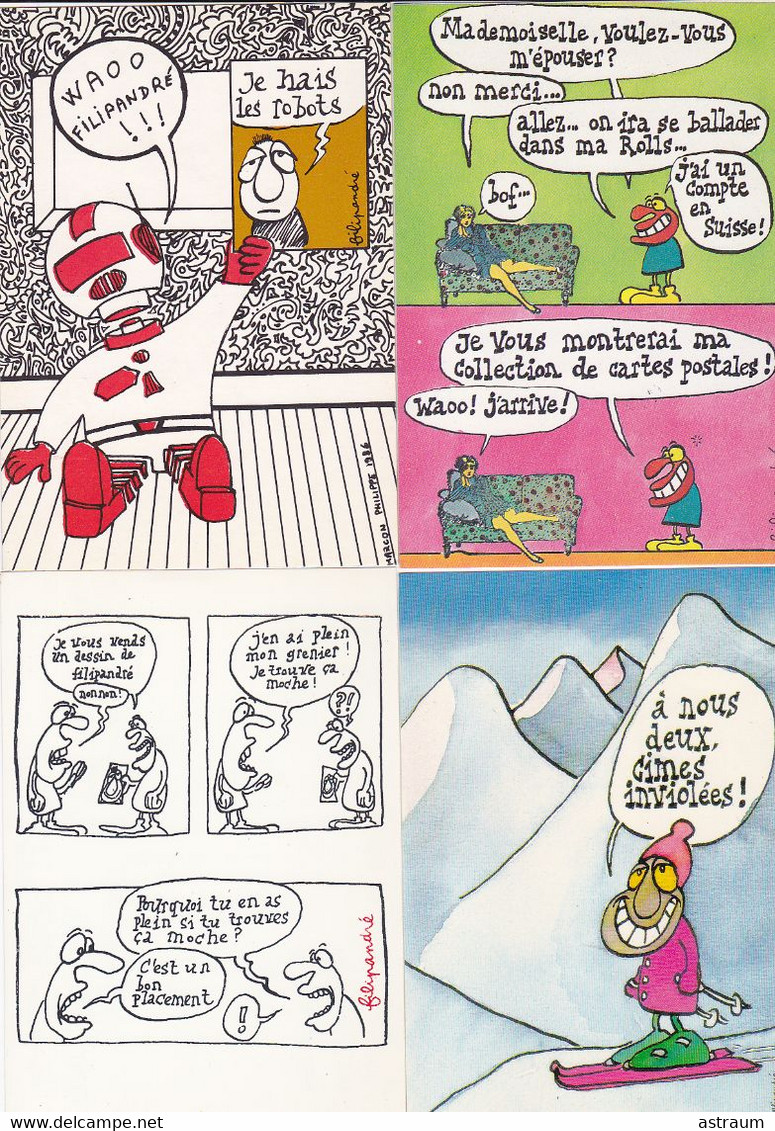 Lot 8 Cp + Dessins + Dedicaces - Illustrateur Filipandré - Annecy 1989 - Filipandre