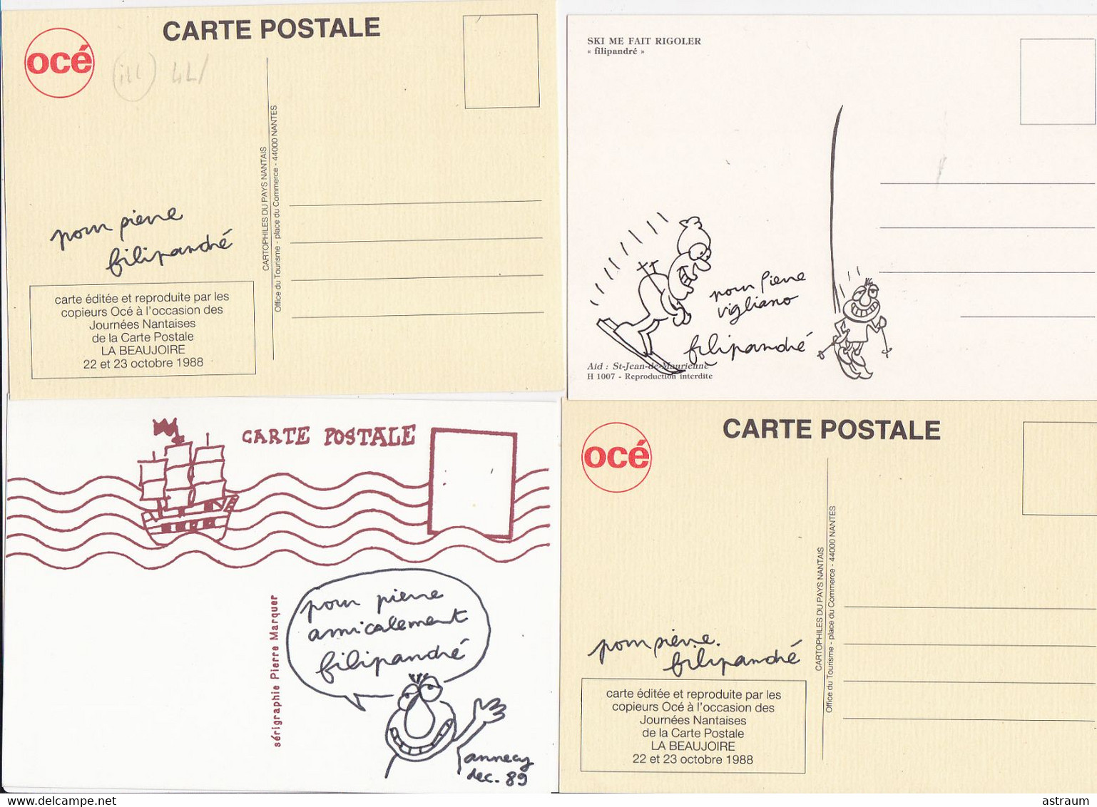 Lot 8 Cp + Dessins + Dedicaces - Illustrateur Filipandré - Annecy 1989 - Filipandre