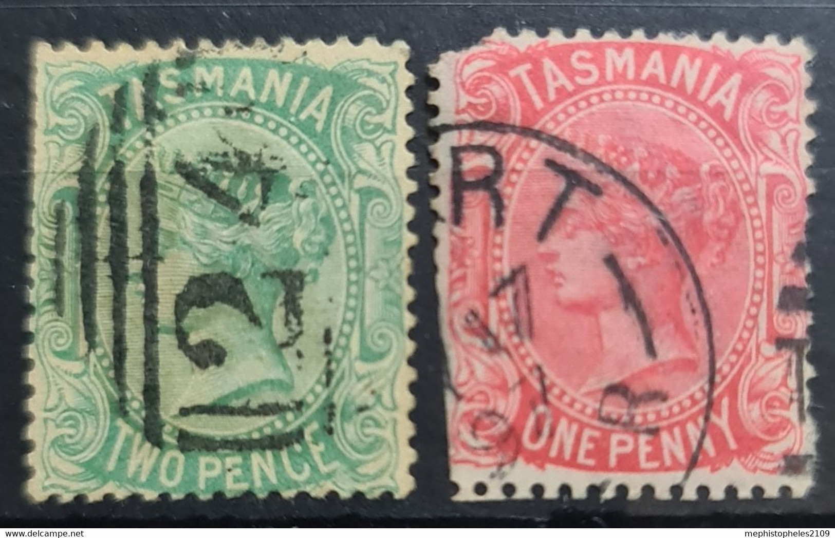 TASMANIA 1870/76 - Canceled - Sc# 48, 53 - Usati