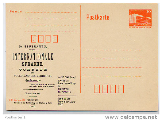 DDR P86II-8-87 C9 Postkarte Privater Zudruck ESPERANTO-BUCH Leipzig 1988 - Privé Postkaarten - Ongebruikt