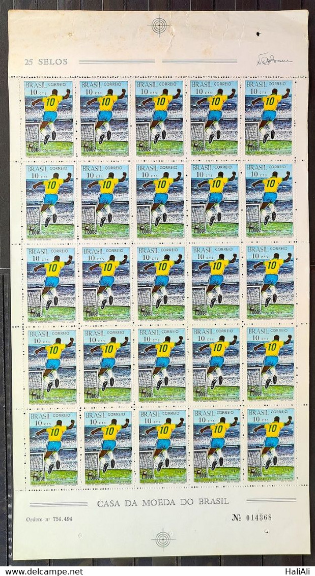 C 658 Brazil Stamp One Thousand Goal Pele Football Soccer 1969 Sheet - Otros & Sin Clasificación