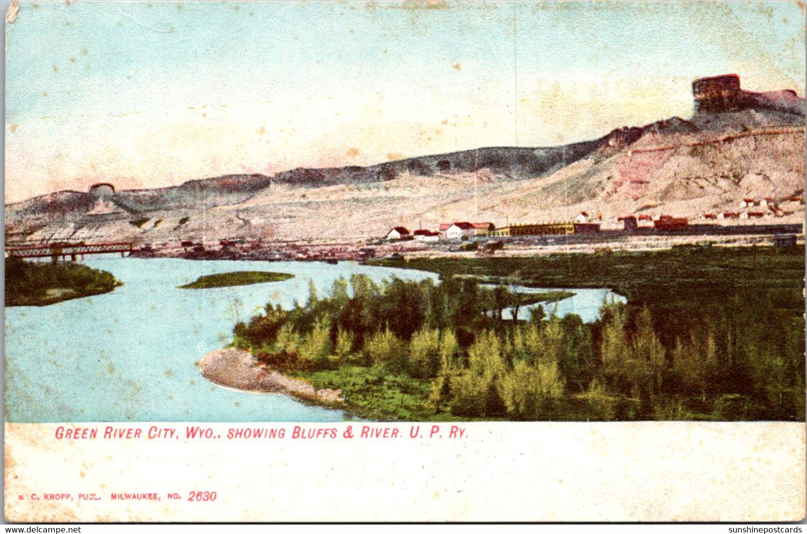 Wyoming Green River City Showing Bluffs And River - Green River