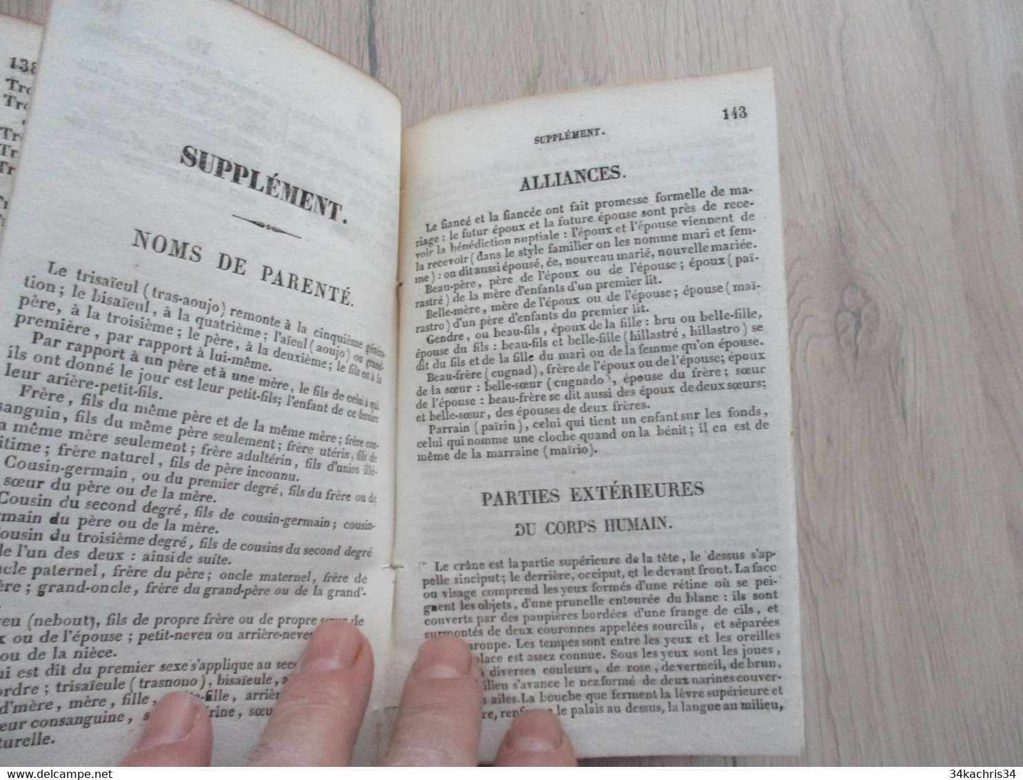 Rare dictionnaire Patois/Français à l'usage de l'arrondissement de Saint Gaudens Chez Tajan 1843  reliure amateur 156p