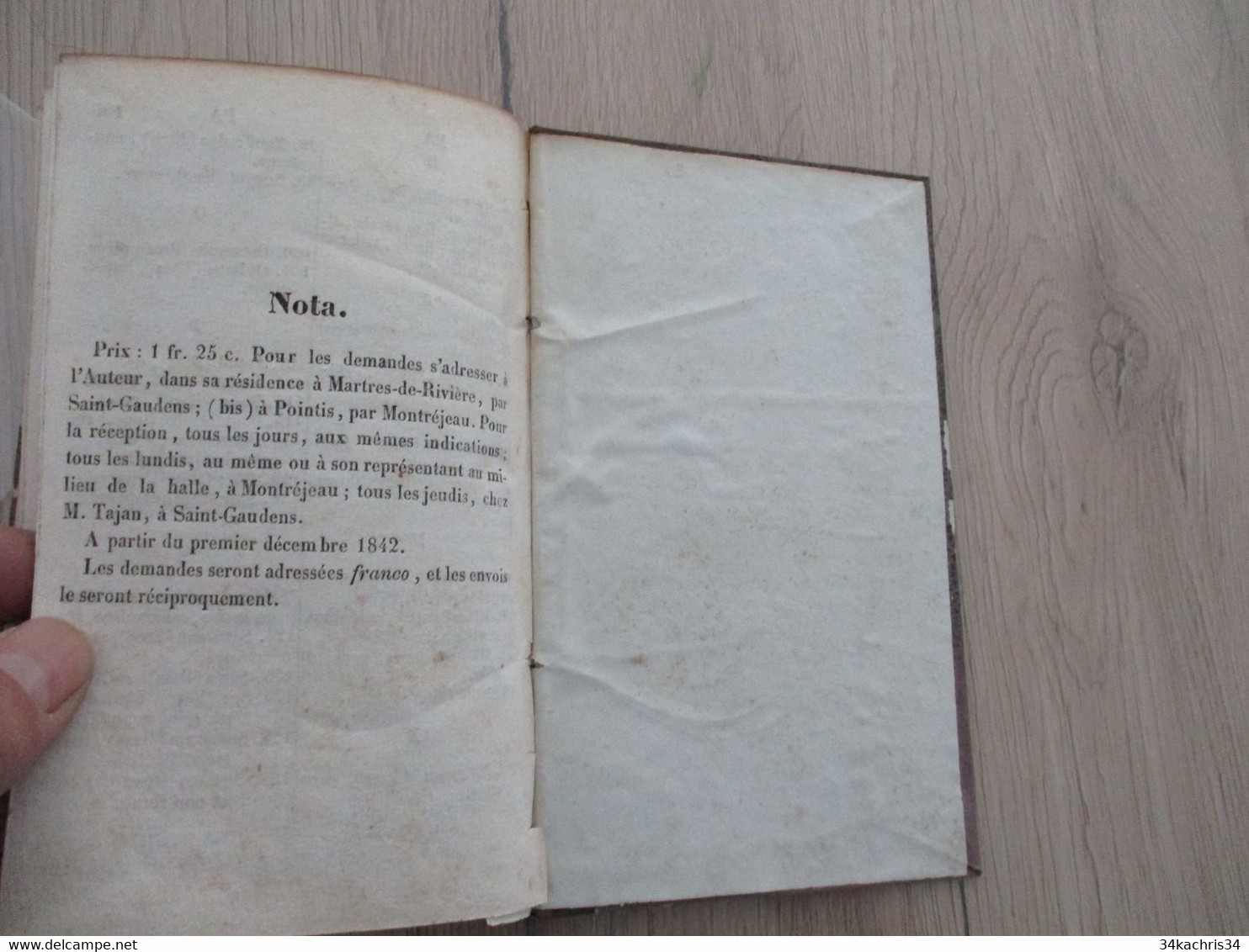 Rare dictionnaire Patois/Français à l'usage de l'arrondissement de Saint Gaudens Chez Tajan 1843  reliure amateur 156p