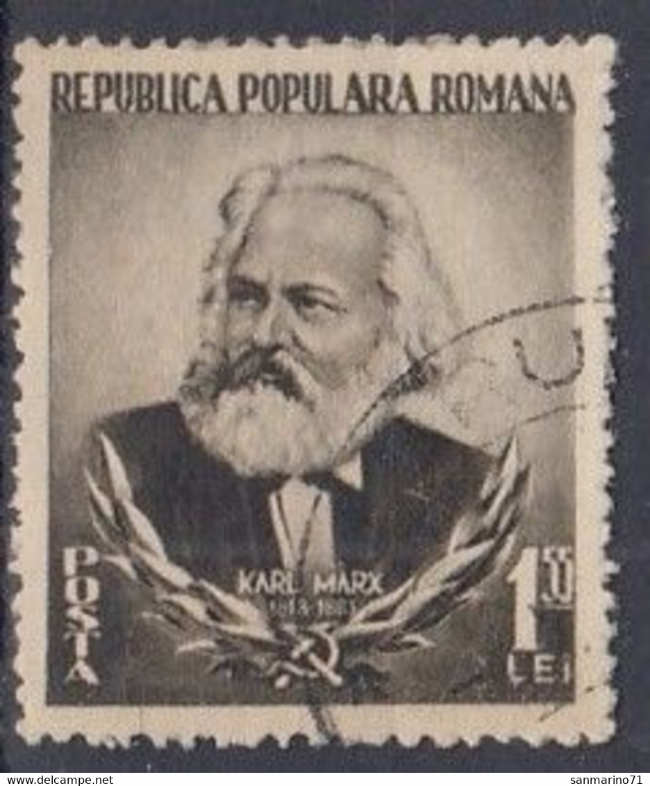 ROMANIA 1428,used,falc Hinged - Karl Marx