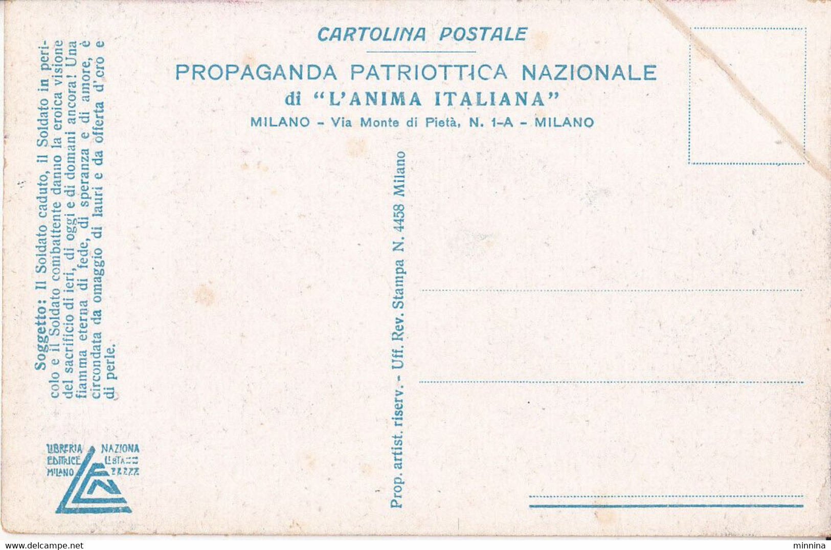 Zandrino Propaganda "Soldati D'Italia" "L'anima Italiana " Ww1 Guerra - Zandrino