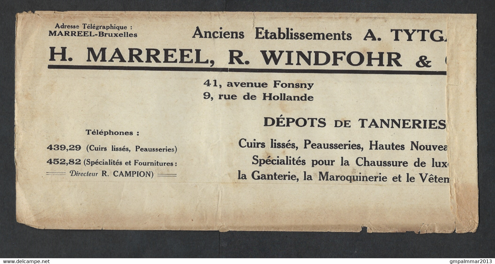 3 Wikkels Met Reclame Van La Bourse Aux Cuirs De Bruxelles Met TYPO Zegels HOUYOUX ; Zie 6 Scans ! LOT 305 - Typo Precancels 1922-31 (Houyoux)