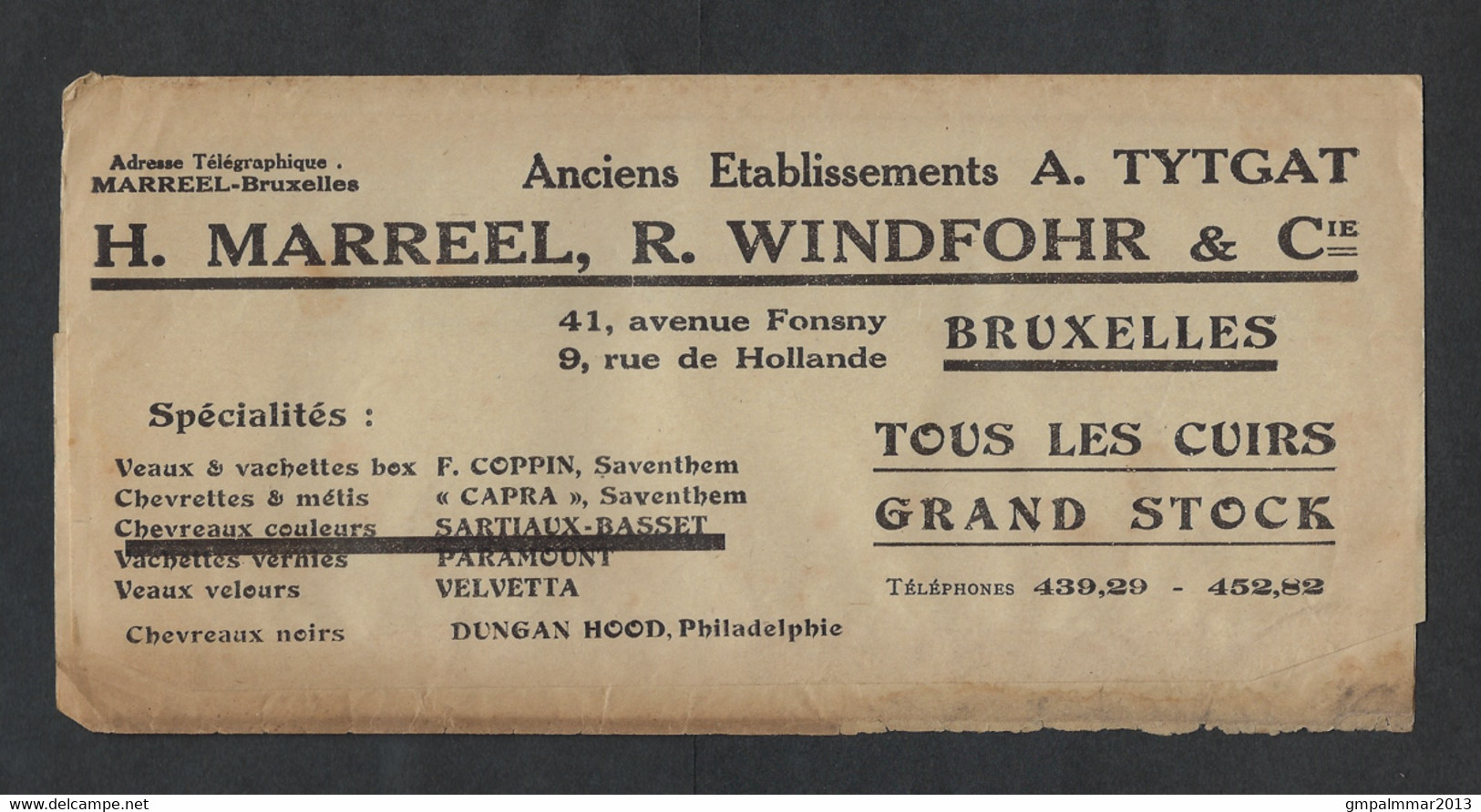 3 Wikkels Met Reclame Van La Bourse Aux Cuirs De Bruxelles Met TYPO Zegels HOUYOUX ; Zie 6 Scans ! LOT 305 - Typo Precancels 1922-31 (Houyoux)