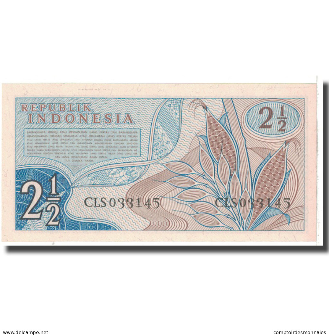 Billet, Indonésie, 2 1/2 Rupiah, 1961, KM:79, SUP - Indonésie