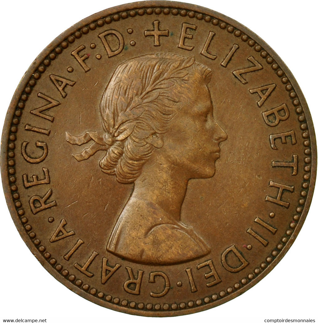 Monnaie, Grande-Bretagne, Elizabeth II, 1/2 Penny, 1955, TTB, Bronze, KM:896 - C. 1/2 Penny