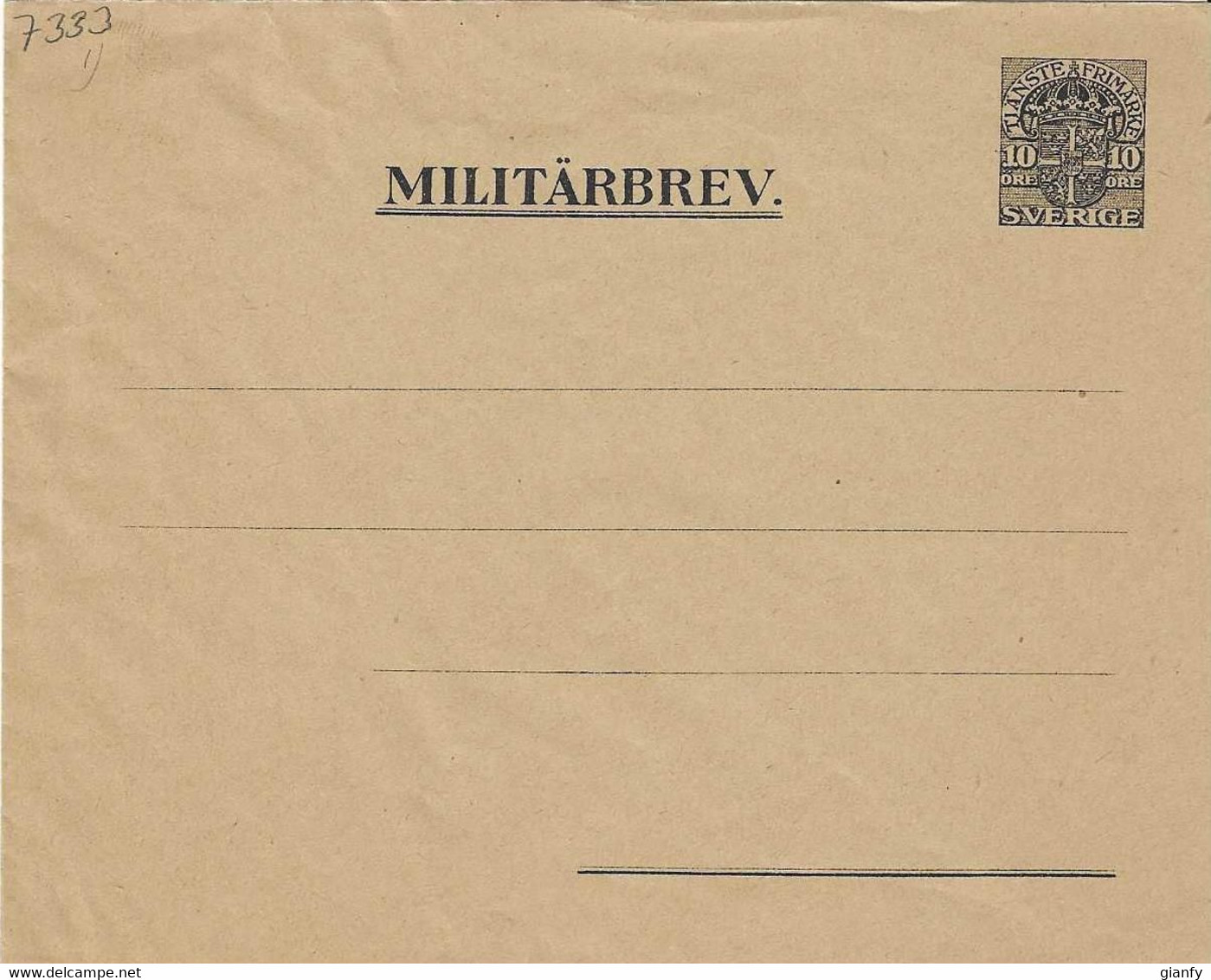 SVERIGE MILITARBREV WWII MILITARY ARMY COVER 10 ORE NEW SVEZIA - Military