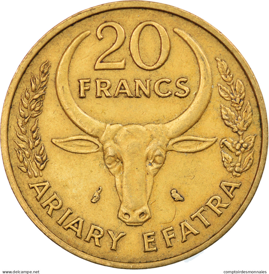 Monnaie, Madagascar, 20 Francs, 4 Ariary, 1970, Paris, TTB, Aluminum-Bronze - Madagascar