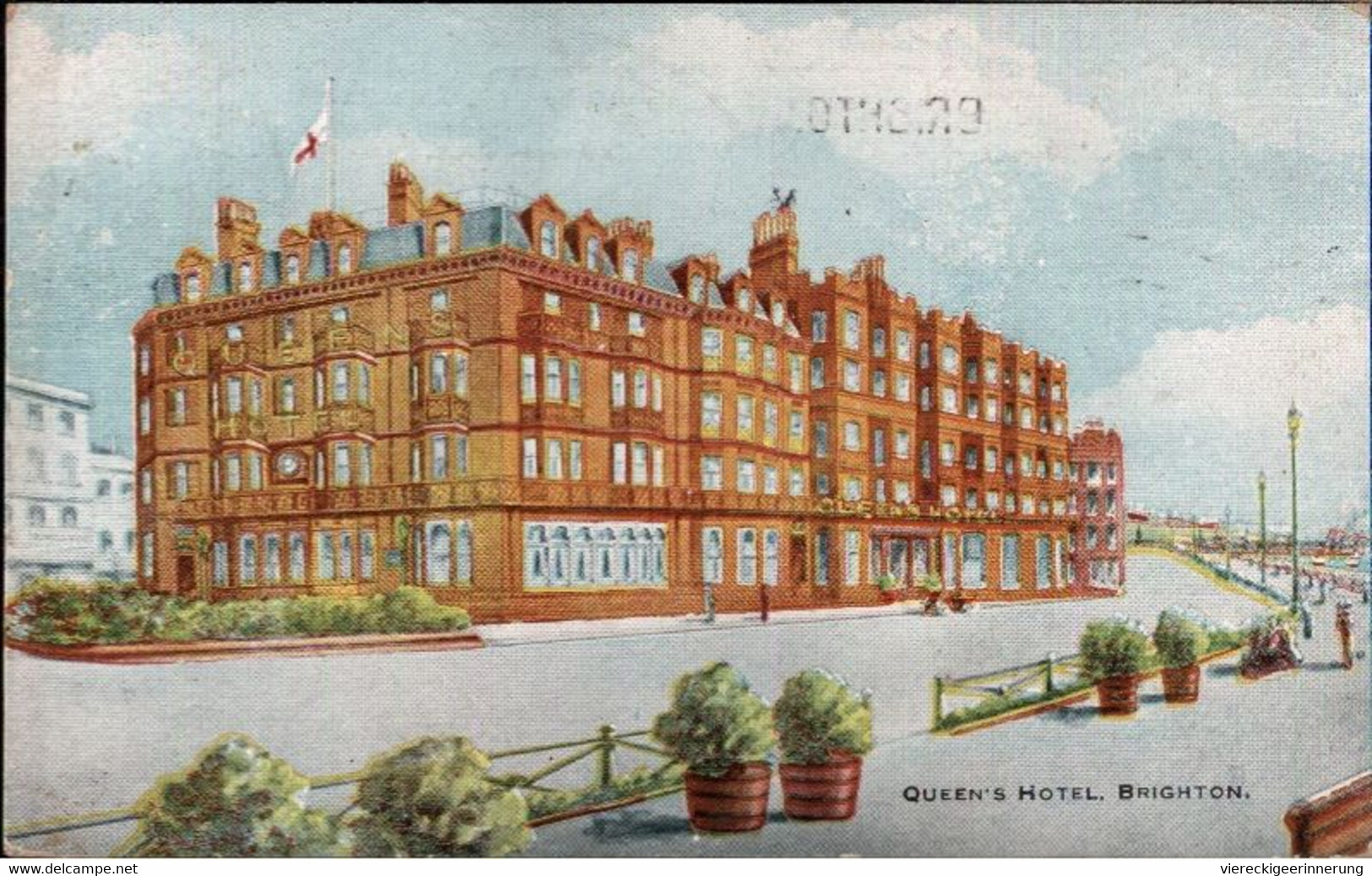 ! Old Postcard Queens Hotel, Brighton - Brighton