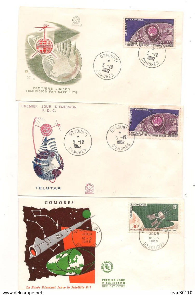 ARCHIPEL DES COMORES 1962/66 5 F.D.C. ESPACE 1 ER JOUR - Lettres & Documents