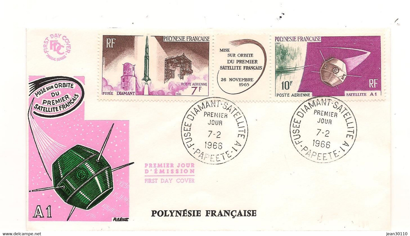 POLYNÉSIE FRANÇAISE  ESPACE 1966  F.D.C. ESPACE 1 ER JOUR - Briefe U. Dokumente