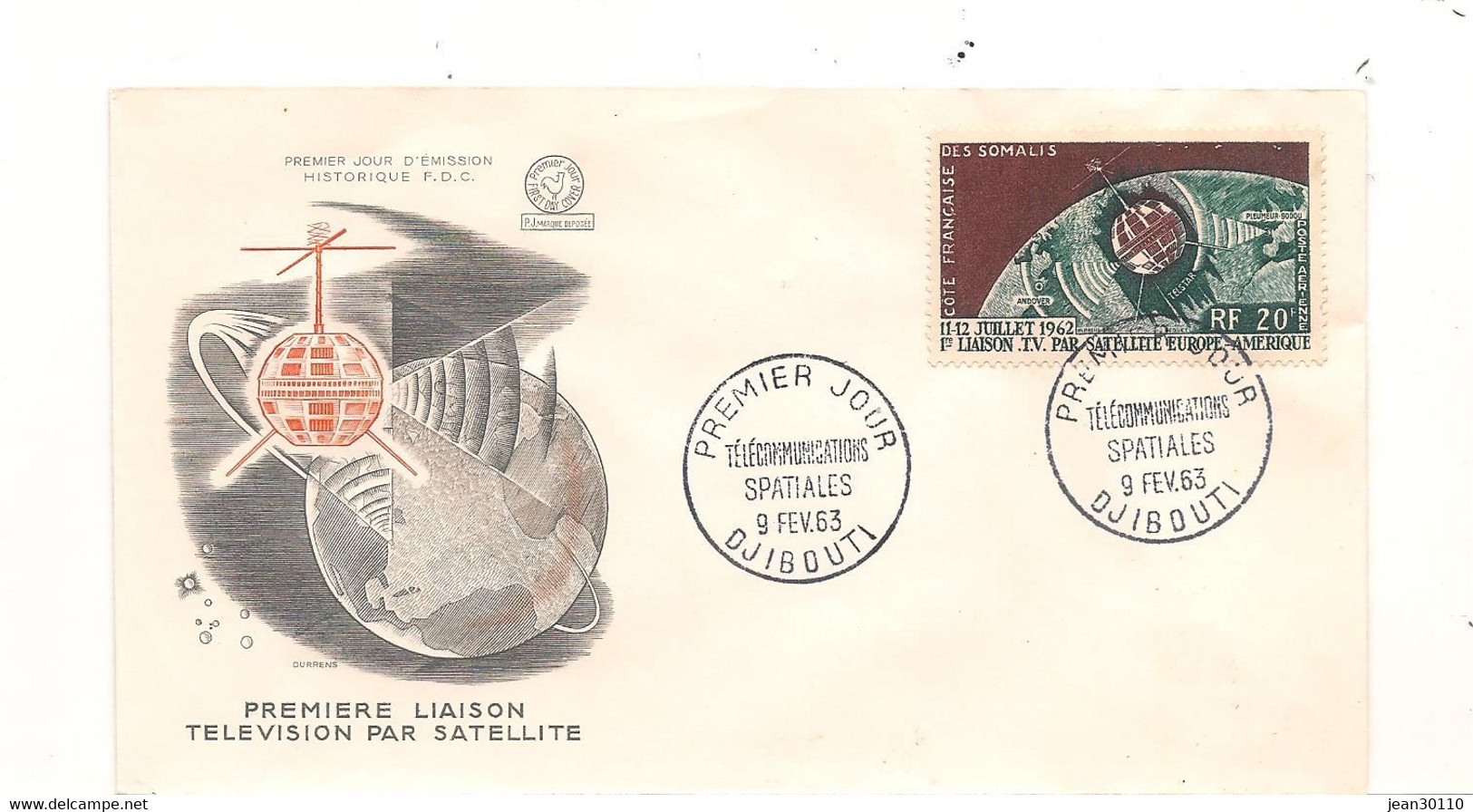 COTE FRANCAISE DES SOMALIS 1963  ESPACE F.D.C. ESPACE 1 ER JOUR - Storia Postale