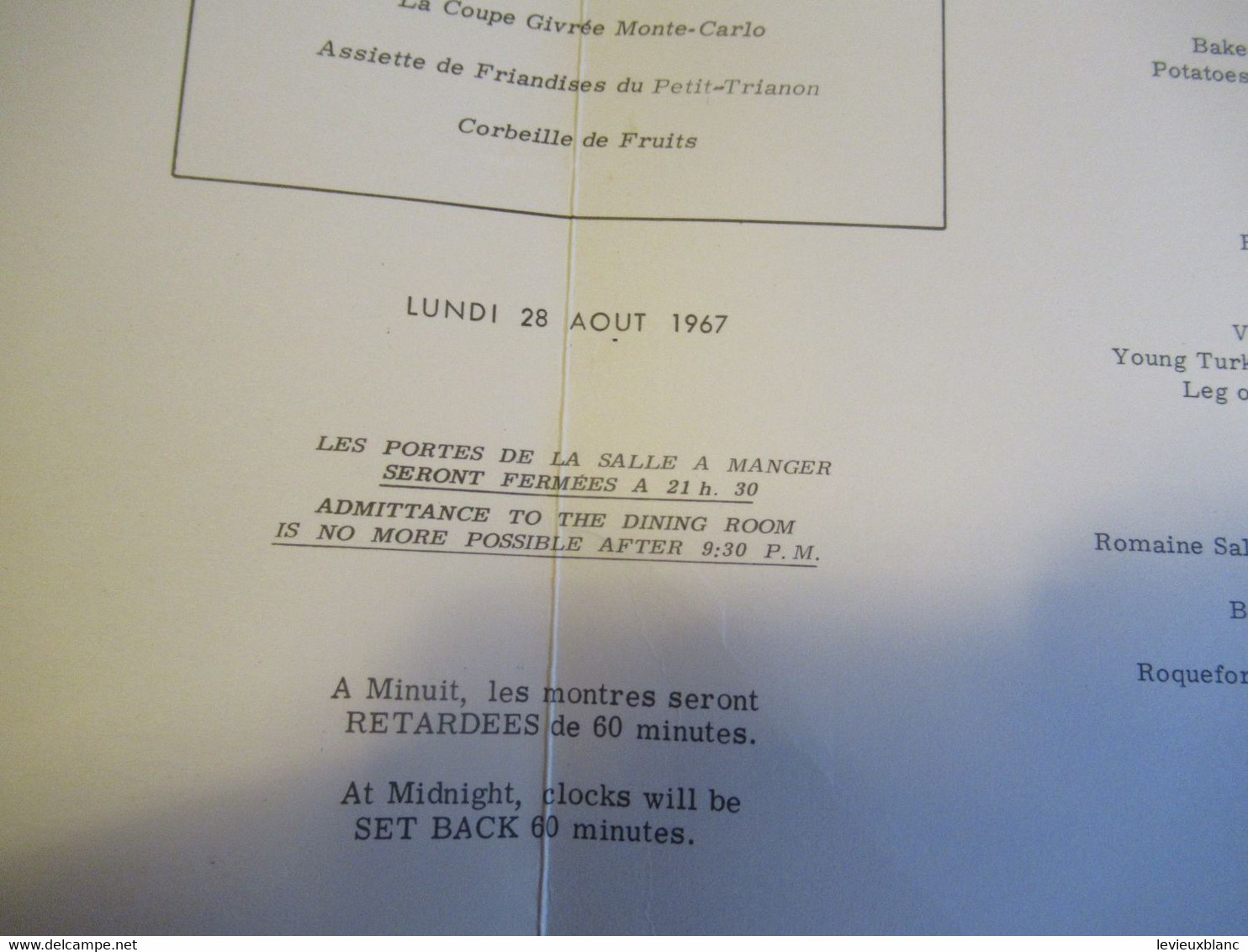 Paquebot "FRANCE"/ Compagnie Générale Transatlantique/ French Line/Première Classe/Mercier-Chénier/1967          MENU321