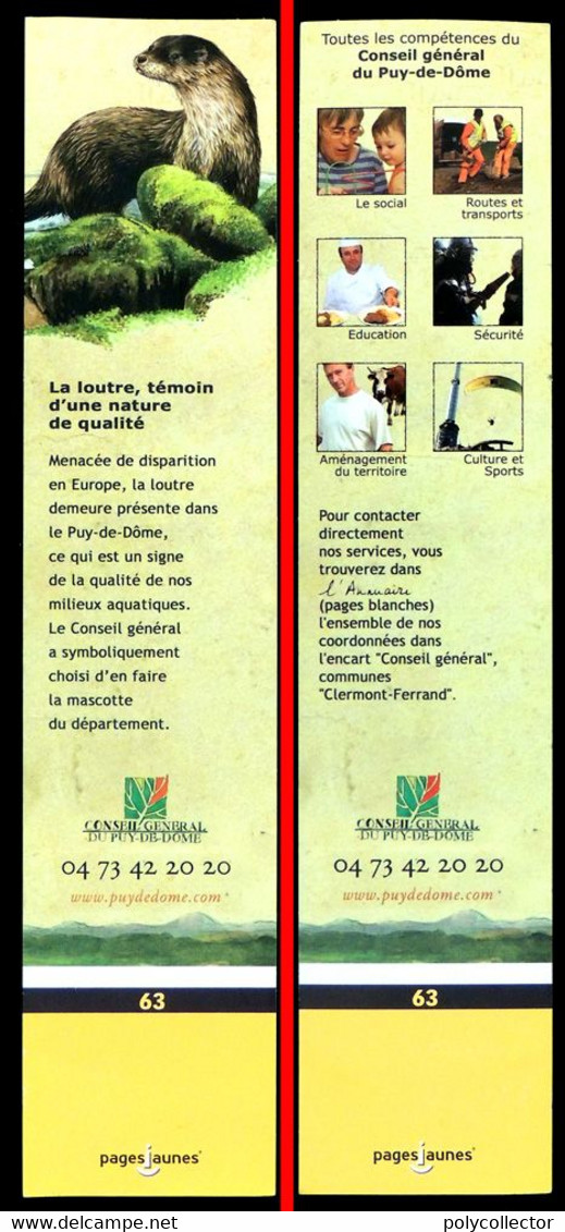 Marque-page Signet : LOUTRE Conseil Général Du Puy De Dôme - Pages Jaunes - Marque-Pages