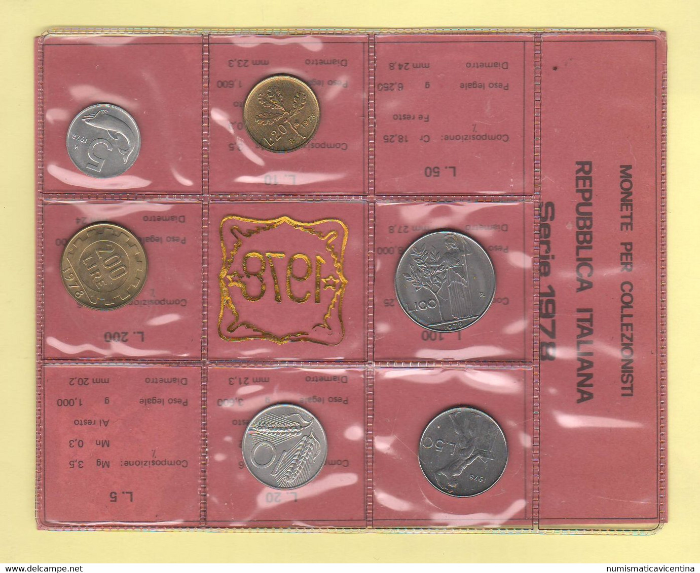 Italia Repubblica Serietta Privata 1978 Con 5 10 20 50 100 200 Lire  UNC Italy Italie - Mint Sets & Proof Sets