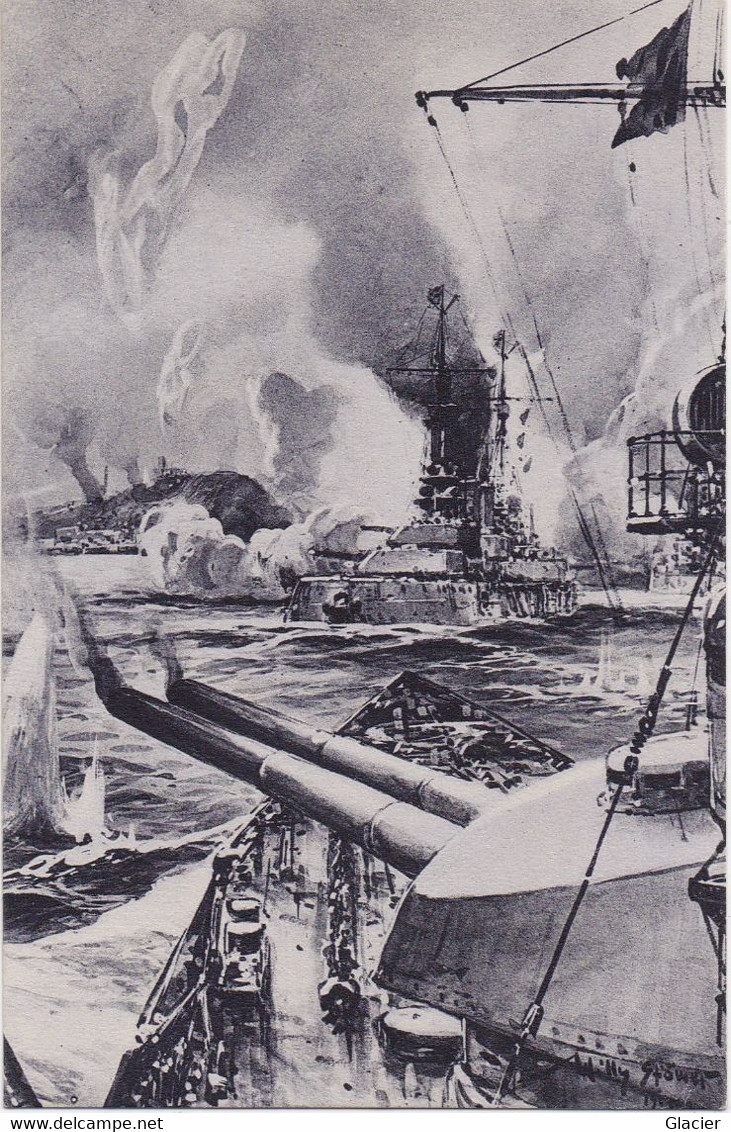 Artiste WILLY STÖWER - Illustrateur - Beschiessung Von Scarborough Durch Deutsche Kriegsschiffe - Stoewer, Willy