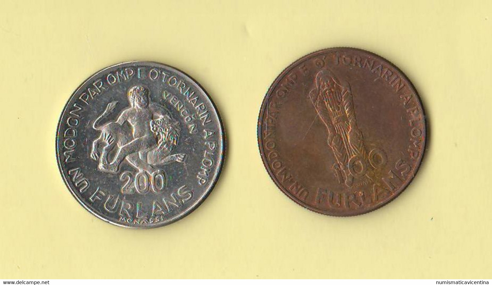 Friuli Italia 100 Furlans + 200 Furlans 1977 Friuli Earthquake Emergency Coins Money Italie Italy - Monétaires/De Nécessité